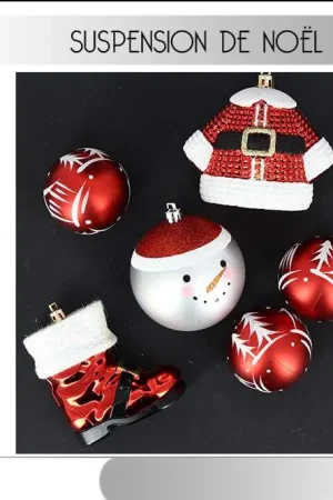 Suspension sapin de noel rouge et blanc x 6 pièces Achetez Aujourd'hui