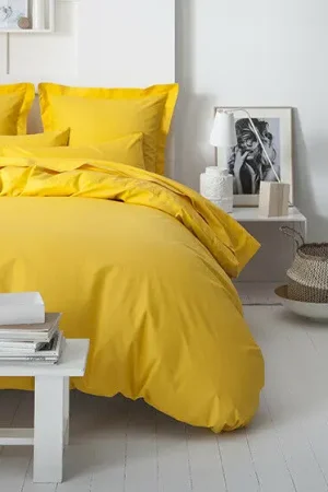 Meilleure Vente Housse de couette 240x260 Jaune Safran uni