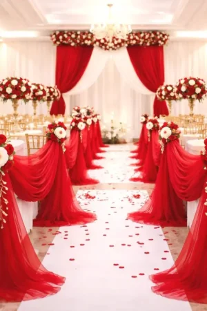 Tenture mariage en tulle Rouge 75cm x 9 mètres Marque