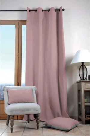 Rideau Occultant à Oeillets Rose 140 x 260 cm Paiement Sécurisé
