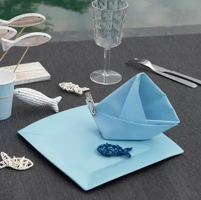 Dernier Modèle Assiette carrée en carton bleu Ciel 23cm x 10 pièces