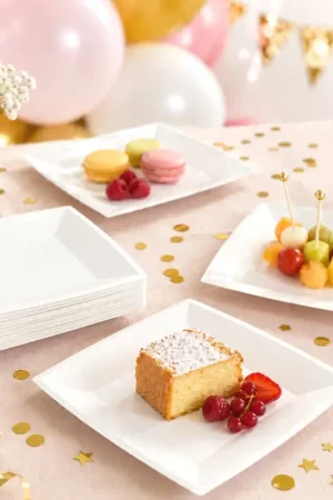 Meilleur Prix Petite assiette carrée en carton Blanche 18cm x 10 pièces