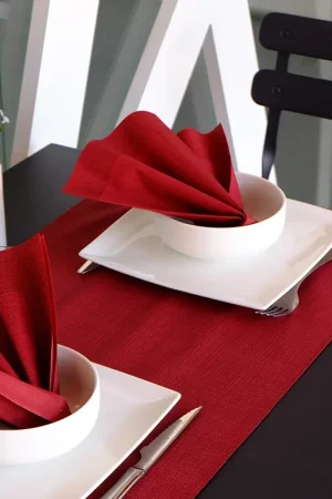 Chemin de table voie seche luxe Rouge Populaire