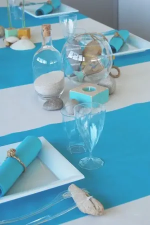 Paiement Sécurisé Chemin de table voie seche luxe Turquoise