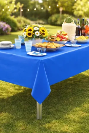 Nouvel Arrivage Nappe en plastique rectangulaire Bleu Roi 135x270cm