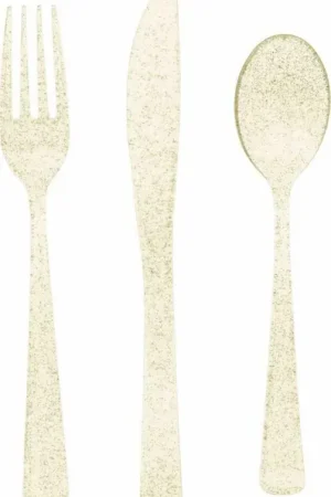 Ménagère jetable Or pailletté x 18 pièces Commande En Gros