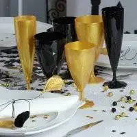 Vente Directe Lot de 4 Flutes champagne en plastique nacré Or