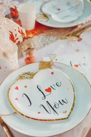 Lot de 8 Assiettes Carton I Love You Nouvelle Collection
