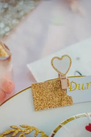 Jusqu'à Épuisement Des Stocks 10 Pinces coeur blanc pailleté Or
