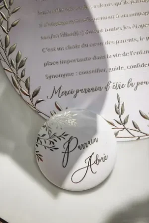 Solde 2 Badges Parrain Marraine en Or
