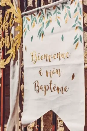 Tenture Lin Bienvenue a mon Baptême Bon Plan