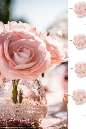 Remise 8 roses mousses rose sur tige 15cm