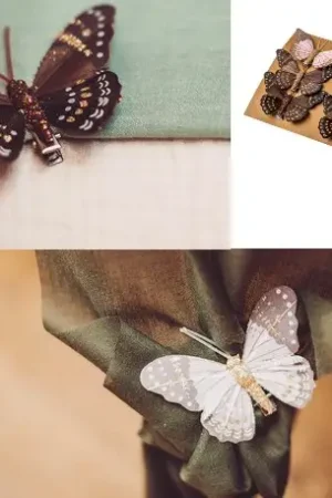 Expédition Rapide 6 Pinces papillons chocolat et rose