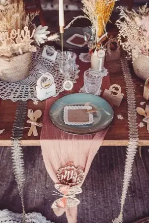 Chemin de table gaze de coton Vieux Rose Commander Vite