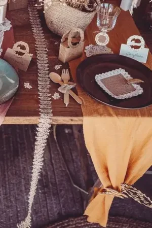 Chemin de table gaze de coton Moutarde Livraison Express