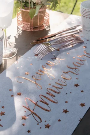 Chemin de table Joyeux Anniversaire Rose gold Affaire À Saisir