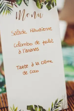 Meilleur Prix 10 Menus Tropical Ivoire avec dorure