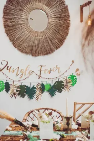 Guirlande feuille Tropicale Or et vert Livraison Express