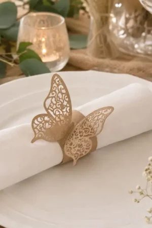 Rond de serviette Papillon Kraft x 20 pièces Achetez Aujourd'hui