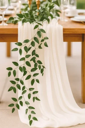 Chemin de table mousseline Blanc Meilleure Vente