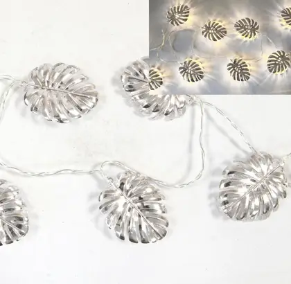 Achat Immédiat Guirlande lumineuse de table 10 Feuilles LED Argent
