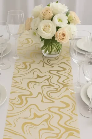 Populaire Chemin de table organza marbre Or