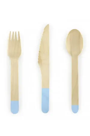 Nouvelle Collection Menagère bois Aloha Bleu ciel x 18 pièces
