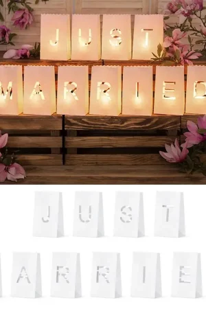 Lanterne Photophore mariage Just Married x 11 pièces Satisfait Ou Remboursé