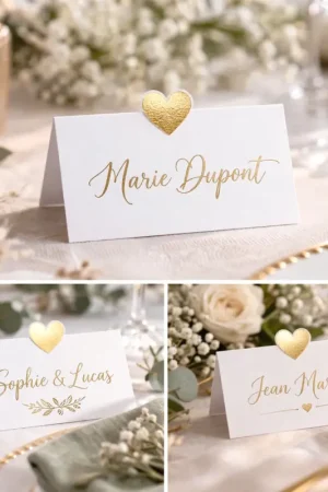 Marque place blanc avec coeur Or x 10 pièces Réduction