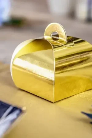Boite a dragées mariage Or chrome x 10 pièces Authentique