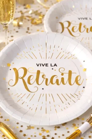 Haute Qualité 10 Assiettes en carton Vive la Retraite