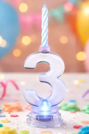 Bougie LED Anniversaire Chiffre 3 Pas Cher