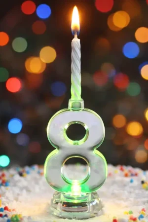 Satisfait Ou Remboursé Bougie LED Anniversaire Chiffre 8
