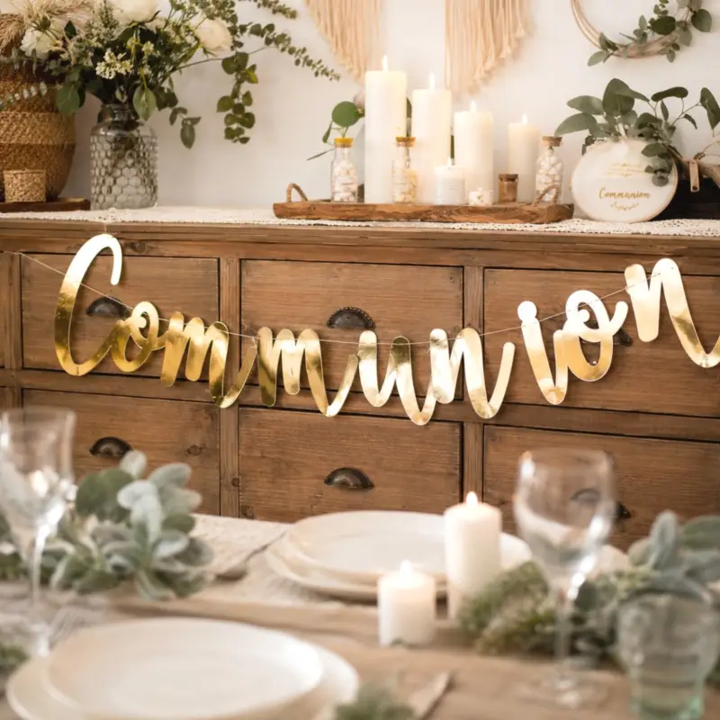 Vente Directe Banderole métallisé Communion Or