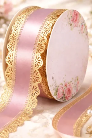 Nouvelle Collection Ruban charlotte dentelle Rose 50mm x 20 mètres