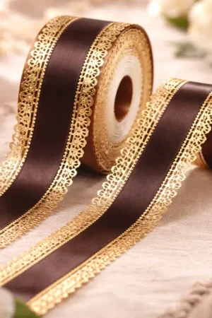 Ruban charlotte dentelle Chocolat 50mm x 20 mètres Nouveauté