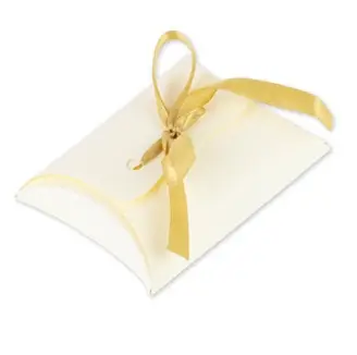 Authentique Etui a dragees Ivoire avec ruban satin Or x 10