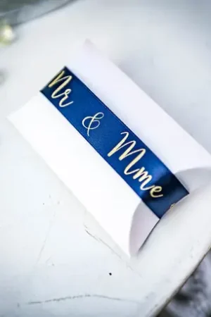 Nouveauté Ruban Satin Bleu marine Mr Mrs