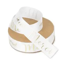 Achat Immédiat Ruban Satin Blanc Merci Or