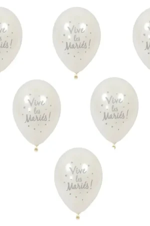 Produit De Marque Ballon vive les mariés Nacré Argent x6