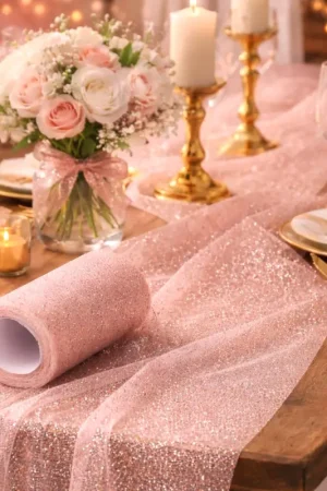 Authentique Rouleau de tulle pailleté Rose gold 8cm