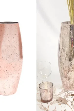Vase haut métallisé Rose gold 30cm Super Prix
