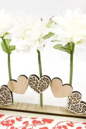 Arche de coeurs avec 3 tubes en verre Commande En Gros
