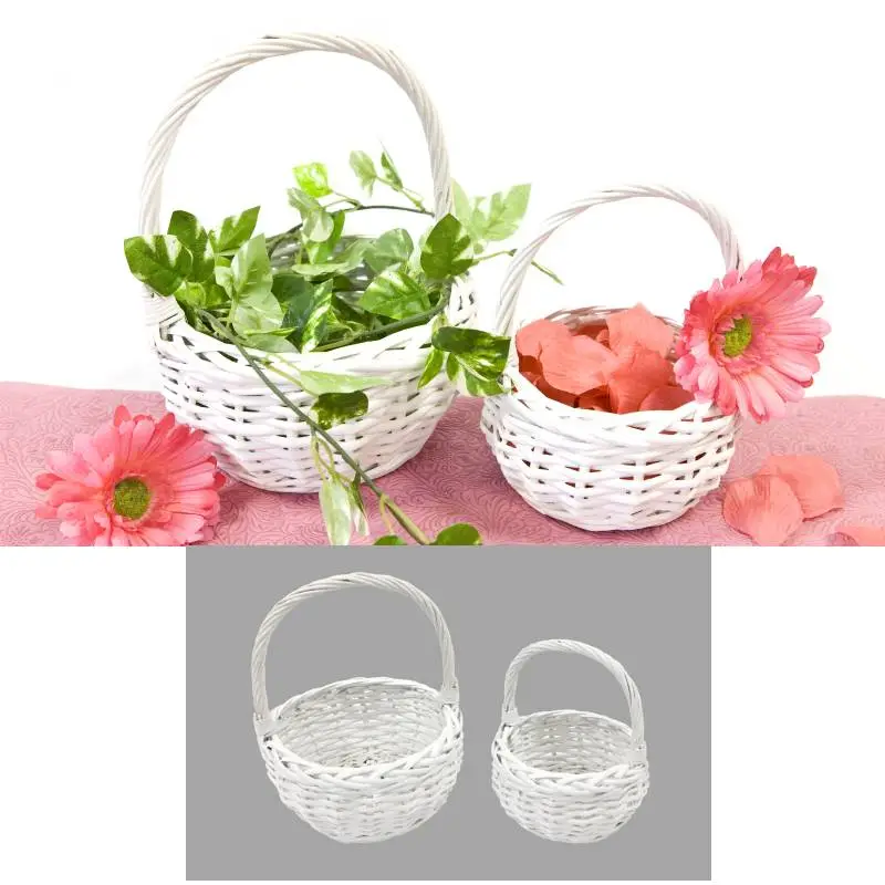 Centre de table 2 Paniers en osier ronds blanc Must-Have