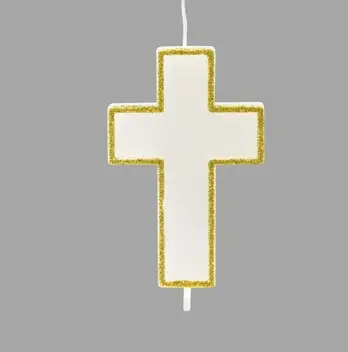 Nouveauté Bougie Communion Croix pailleté Or