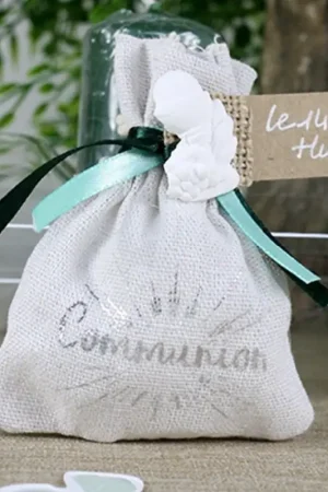 Sac a dragees coton Communion Argent x 4 pièces Prix Cassé