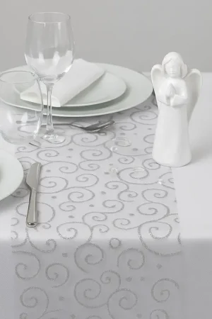 Chemin de table en organza arabesque Gris Commander Vite
