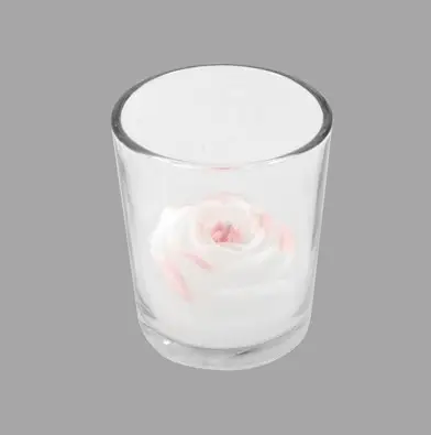 Achat Immédiat Bougeoir avec bougie forme rose Blanche