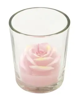 Achat Immédiat Bougeoir avec bougie forme rose rose