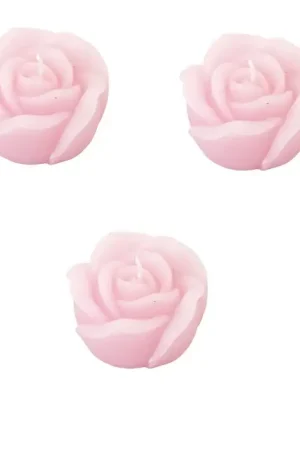 Bougie mariage rose Rose x 3 pièces Pas Cher